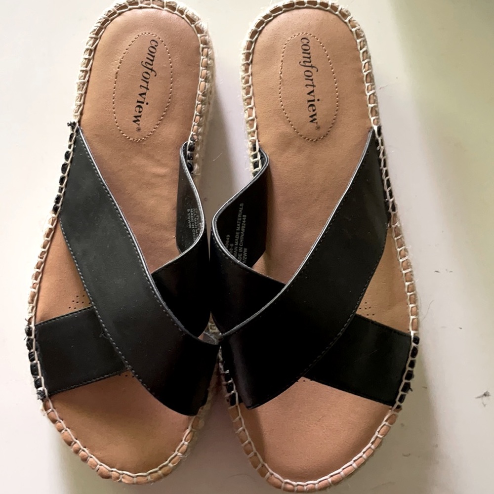 Slide on Black Platform Sandals
